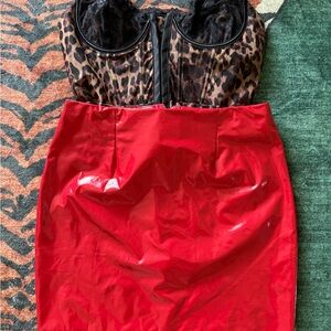 Red latex Women's Skirt